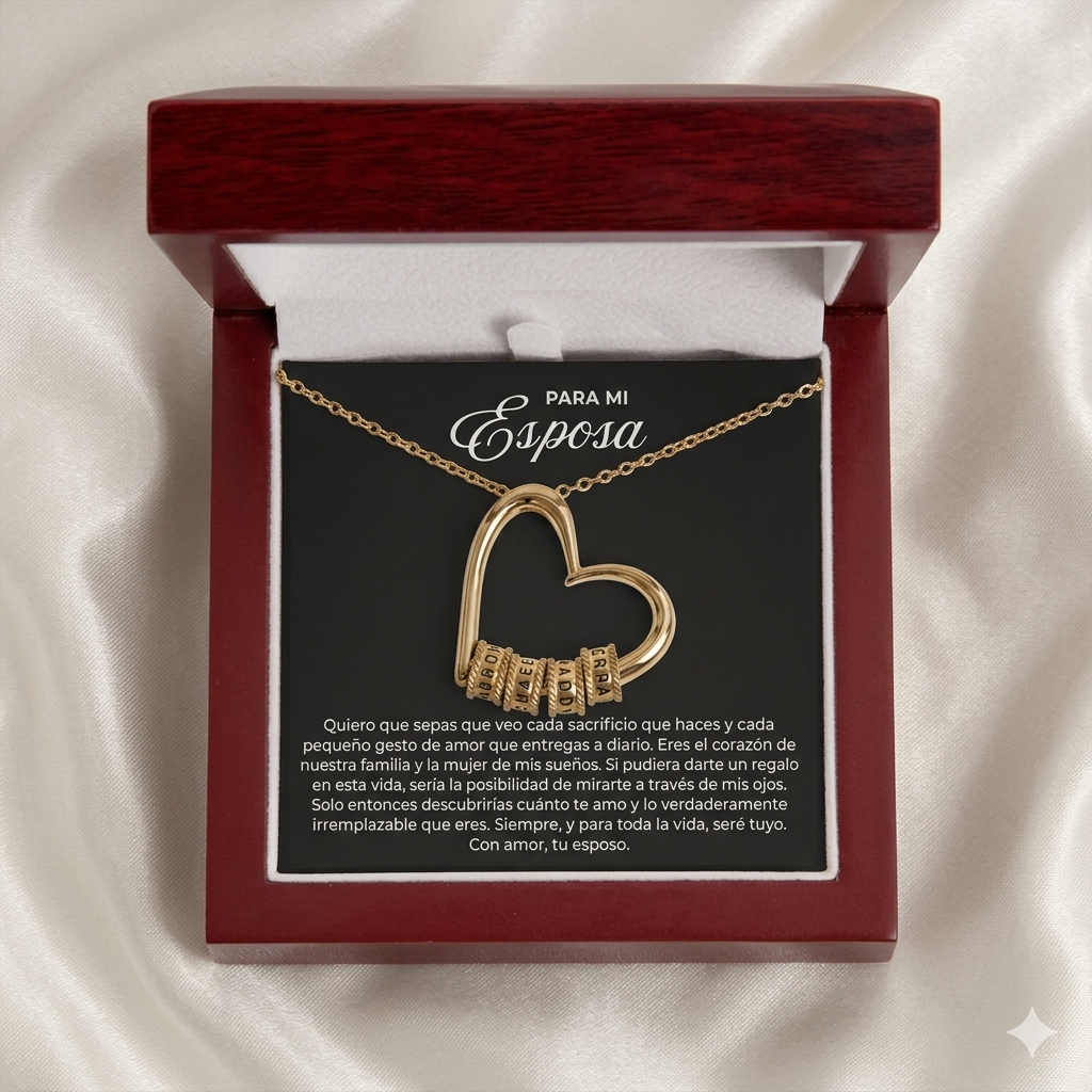 Collar Eres el Corazón de Esta Familia™ "A mi Esposa".
